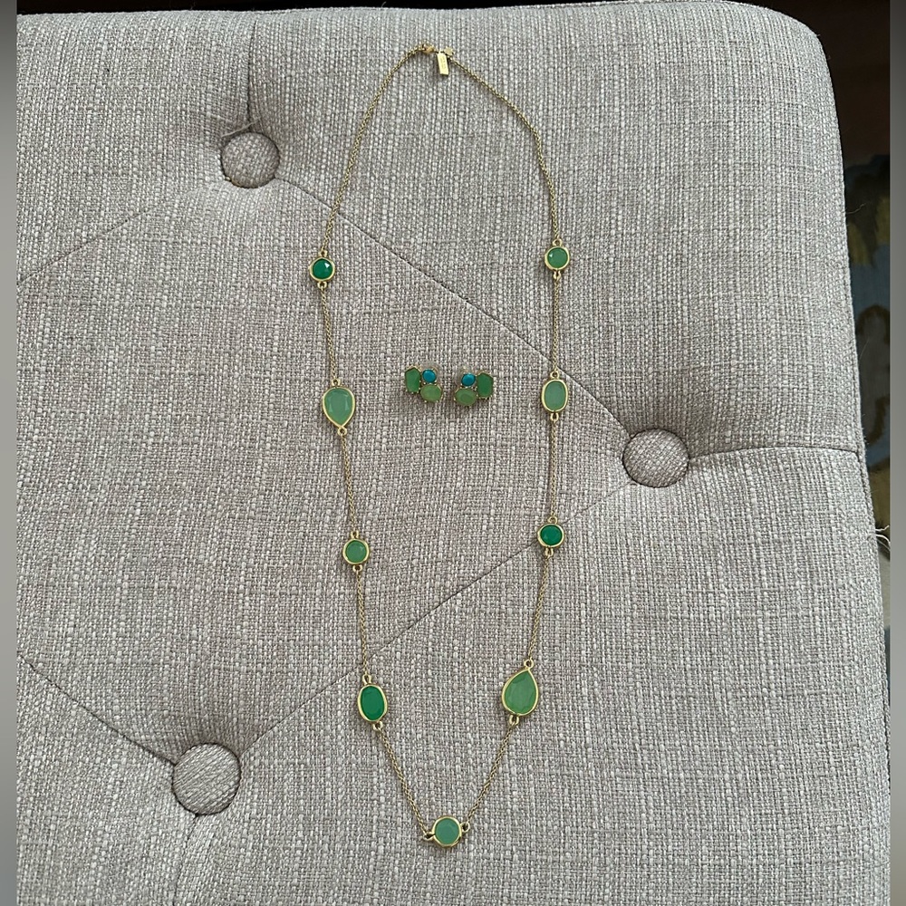 Kate Spade green/teal necklace and earring set